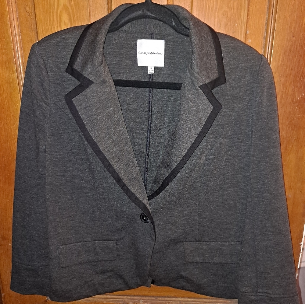 Catherine Malandrino charcoal gray blazer jacket stretchy poly rayon spandex S